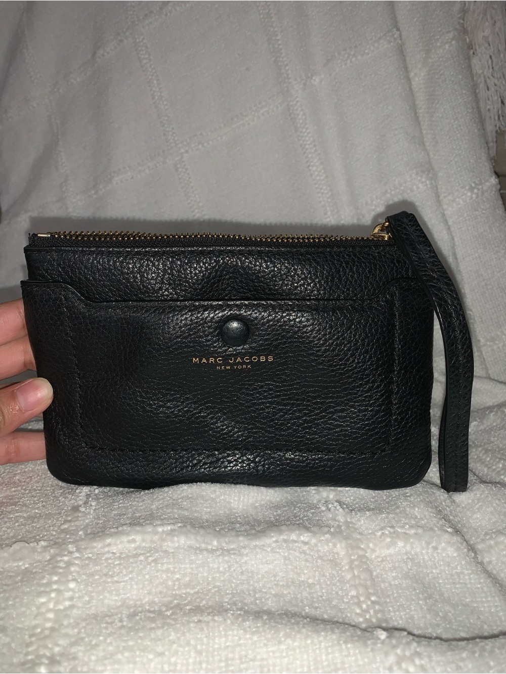 Marc Jacobs Black Pebbled Leather Wristlet